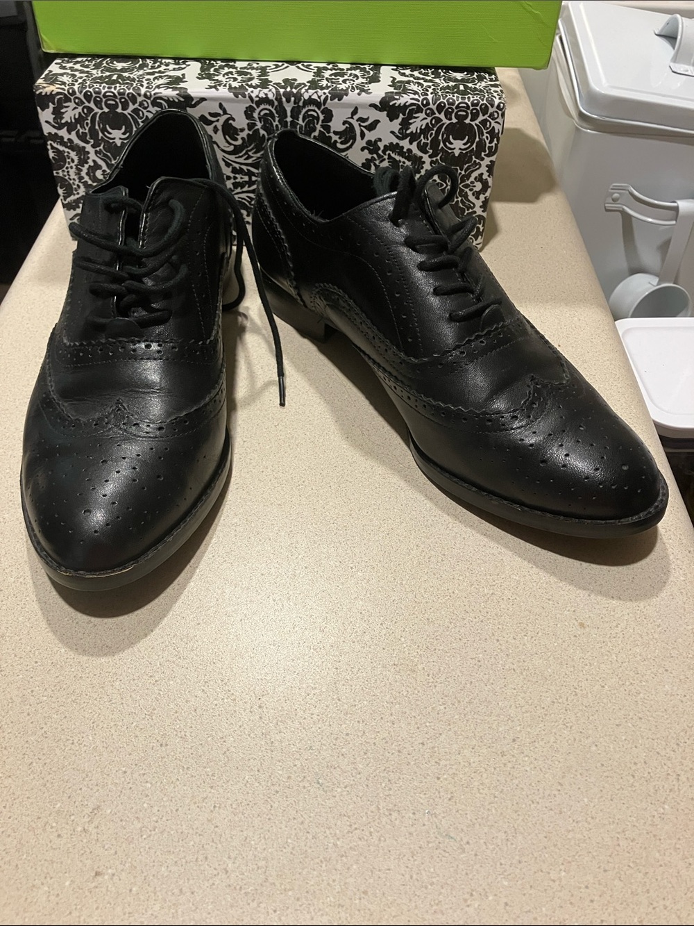 J. Jill Black Leather Wingtip Oxfords